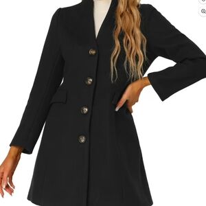 Allegra K Black Trench Coat for Women